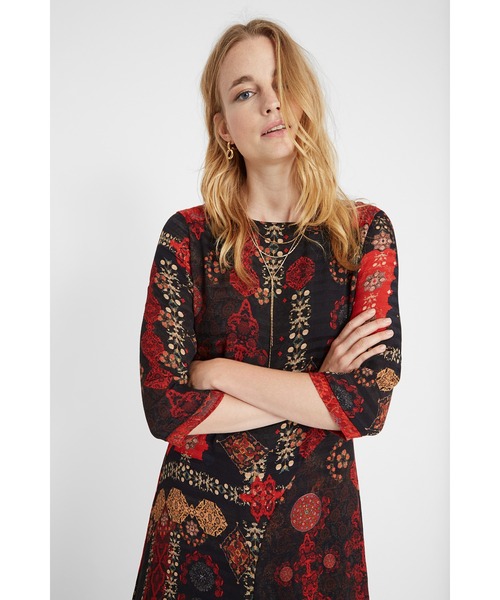 「Desigual」 7分袖ワンピース S ブラック レディース_画像6