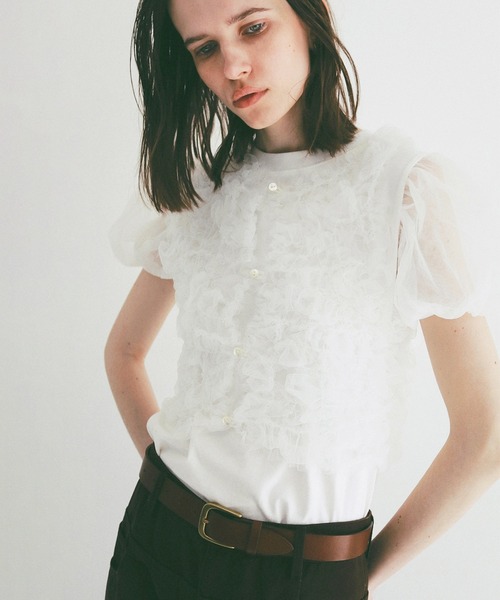 Tシャツ(半袖+袖なし) CLANE TULLE VEST LAYERED TOPS TULLE VEST LAYERED TOPS｜TOPS(トップス)｜CLANE OFFICIAL ONLINE STORE
