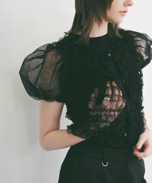 Tシャツ(半袖+袖なし) CLANE TULLE VEST LAYERED TOPS TULLE VEST LAYERED TOPS｜TOPS(トップス)｜CLANE OFFICIAL ONLINE STORE