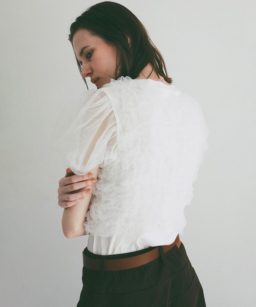 CLANE（クラネ） tシャツ TULLE VEST LAYERED TOPS レディース
