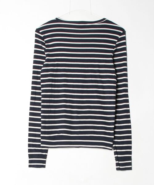 「PETIT BATEAU」 ボーダー柄カーディガン S ネイビー レディース_画像2