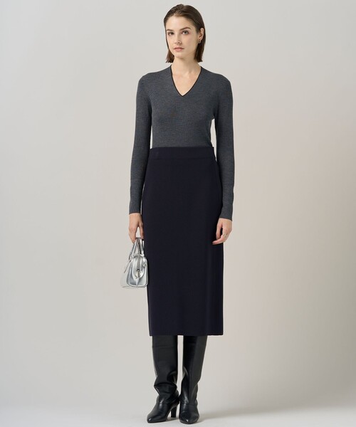 「ICB」 ニットスカート LARGE ネイビー レディース_画像5
