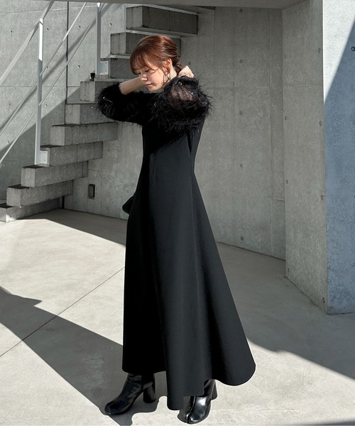 「feepur」 長袖ワンピース SMALL ブラック レディース_画像2
