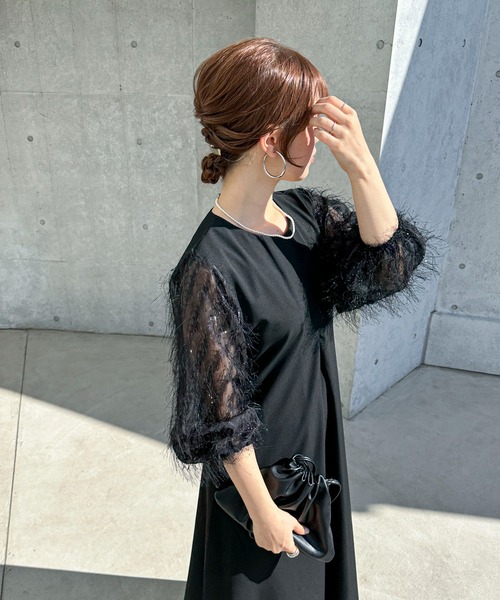 「feepur」 長袖ワンピース SMALL ブラック レディース_画像4