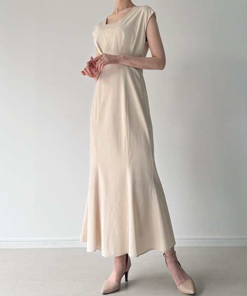 「junoah」 ノースリーブワンピース SMALL ナチュラル レディース_画像6