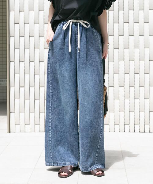 Eaphi デニムパンツ ワイドシルエット Eaphi デニムパンツ ワイドシルエット WAVE DESIGN HIGH WAIST DENIM