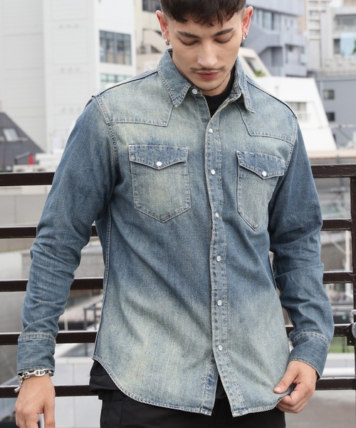 「HOUSTON」 長袖シャツ X-LARGE ブルー系その他 メンズ_画像2