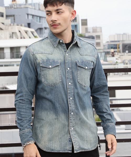 「HOUSTON」 長袖シャツ X-LARGE ブルー系その他 メンズ_画像3