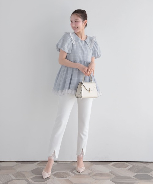 Fit more（フィットモア） ブラウス シャツ 夏 半袖 スカラップレース