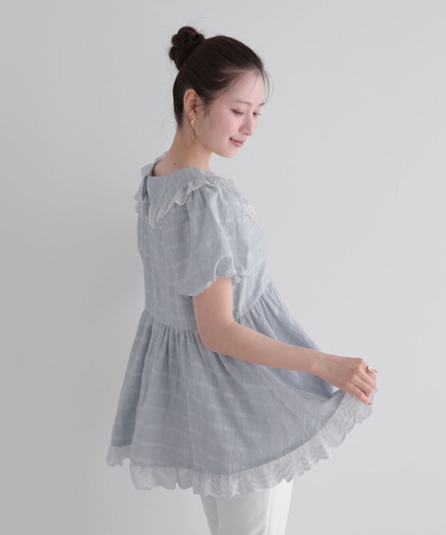 Fit more（フィットモア） ブラウス シャツ 夏 半袖 スカラップレース