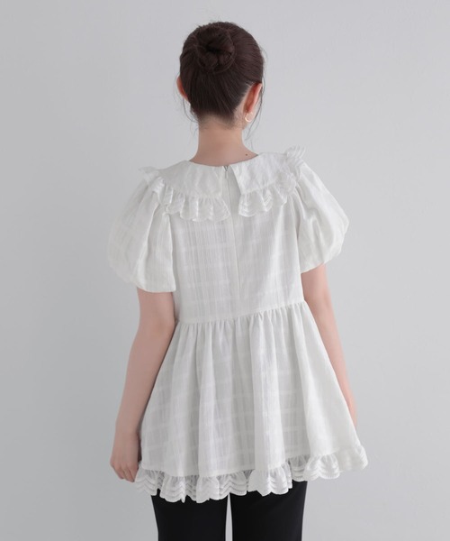 Fit more（フィットモア） ブラウス シャツ 夏 半袖 スカラップレース 