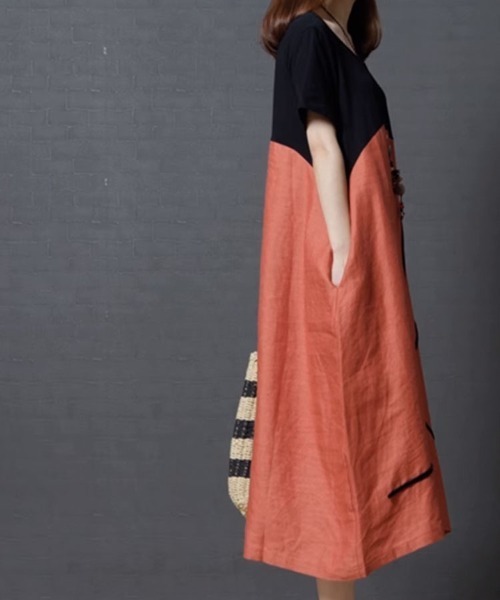 「SallyLunn」 半袖ワンピース LARGE グレー レディース_画像3