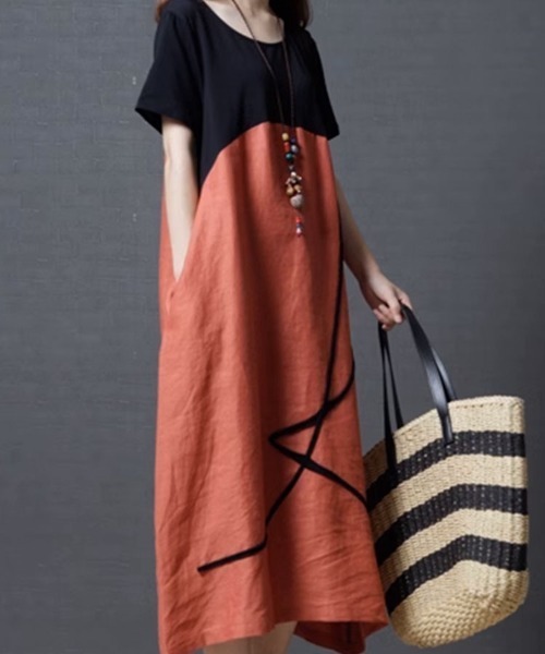 「SallyLunn」 半袖ワンピース LARGE グレー レディース_画像7