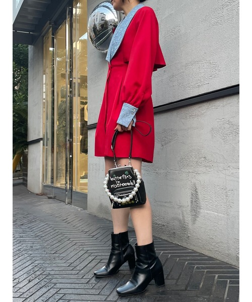 「PAMEO POSE」 長袖ワンピース MEDIUM レッド レディース_画像2