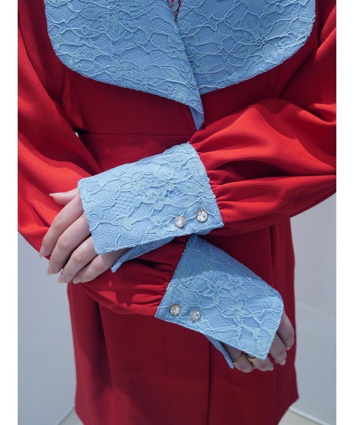 「PAMEO POSE」 長袖ワンピース MEDIUM レッド レディース_画像6
