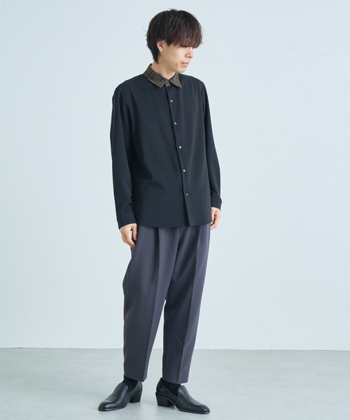 Lui's スリムテーパードパンツ S ブラック スラックス 日本製 Lui's マルチサイズ スラックス スリムテーパードタックパンツ
