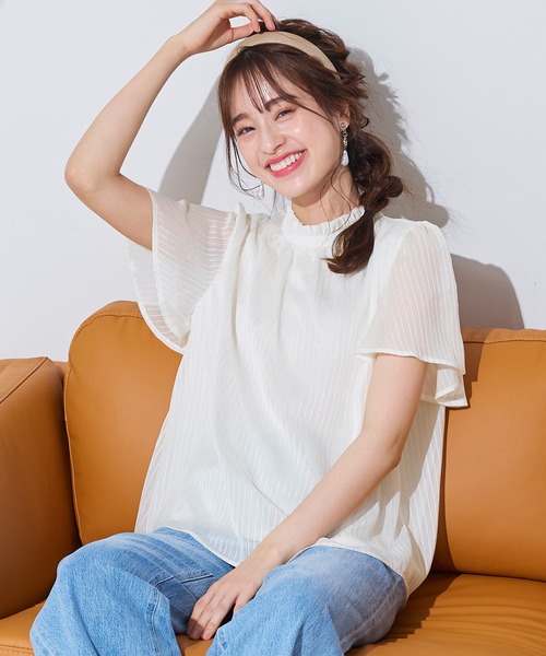 Tiaclasse ブラウス シャツ 半袖 「洗える」大人上品なシフォン