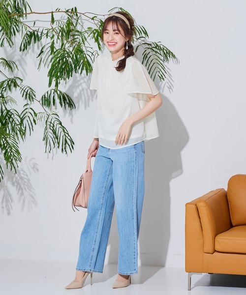 Tiaclasse ブラウス シャツ 半袖 「洗える」大人上品なシフォン
