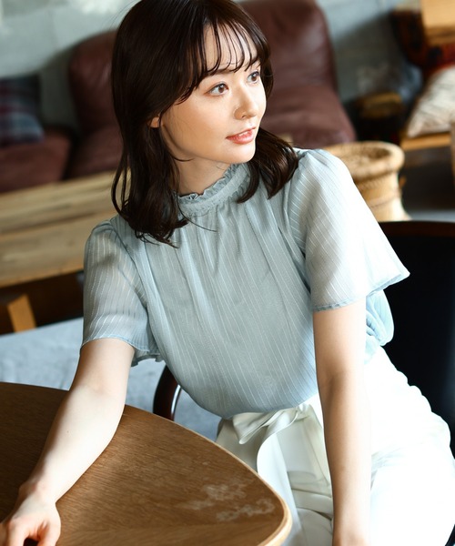 Tiaclasse ブラウス シャツ 半袖 「洗える」大人上品なシフォン 