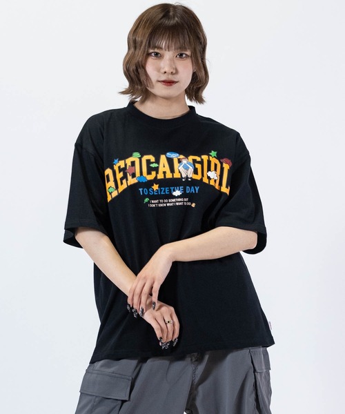 アライブン　インベル　レディース　カラーTシャツ半袖 レッドM④ アライブンインベルレディースカラーTシャツ半袖 レッドM④