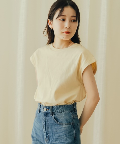 タグ付き　オーラリー　フレンチスリーブTシャツ　コットン　かぐれ別注　日本製 セール】 オーガニックコットンフレンチスリーブTシャツ （T