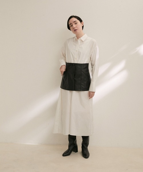 Adam et rope ビスチェ SALON adam et rope' チューブトップ ベアトップ フェイクレザー