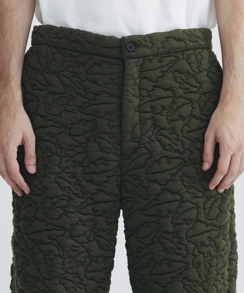 ワイドパンツ スラックス 「MATSUFUJI/マツフジ」Leaves Quilted Jacquard Trousers メンズの画像