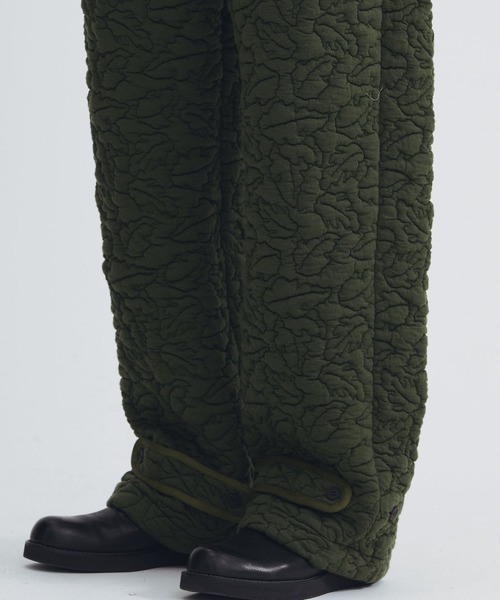 ワイドパンツ スラックス 「MATSUFUJI/マツフジ」Leaves Quilted Jacquard Trousers メンズの画像
