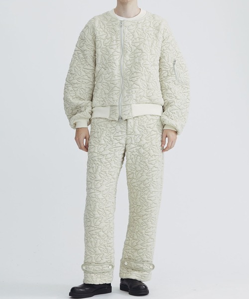 ワイドパンツ スラックス 「MATSUFUJI/マツフジ」Leaves Quilted Jacquard Trousers メンズの画像