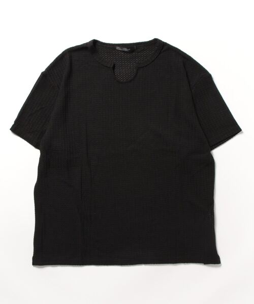 ボックスシルエット ミニマム キーネック Tシャツ バスケット編みキーネックTシャツ（カットソー） | THE SHOP TK