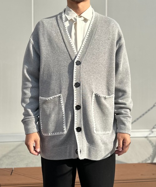 LOVELESS カーディガン LOVELESS カーディガン 「UNISEX」エンブロイラインカーディガン