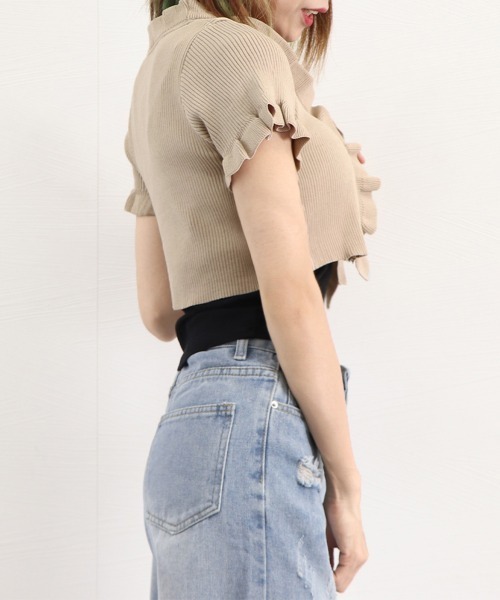 miniministore カーディガン フリルカーディガン クロップド