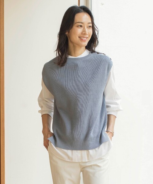 ベスト ジレ 「洗える」GIMA COTTON ニット ベスト レディース J.PRESS ベスト ジレ 「洗える」GIMA COTTON ニット レディース