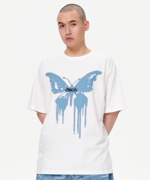 【mahagrid】24SS★ BUTTERFLY GOTH TEE BUTTERFLY GOTH TEE[WHITE] - MAHAGRID