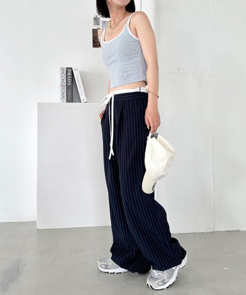 【HERNO】雑誌掲載！ リネン ピンストライプ パンツ レディース リネン ピンストライプ パンツ シャンティイ | Herno