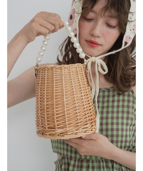 PEARL EMBROIDERY WICKER TOTE かごバッグ JUMELLE（ジュメロ） かごバッグ カゴバッグ pearl basket bag