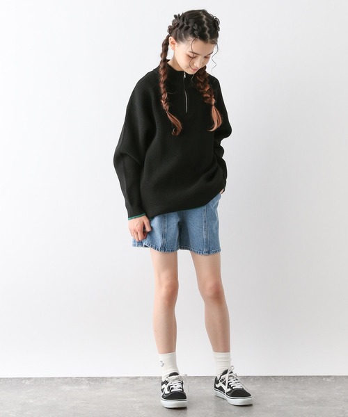 GLOBAL WORK ニット セーター リッチライトハーフZIPニット