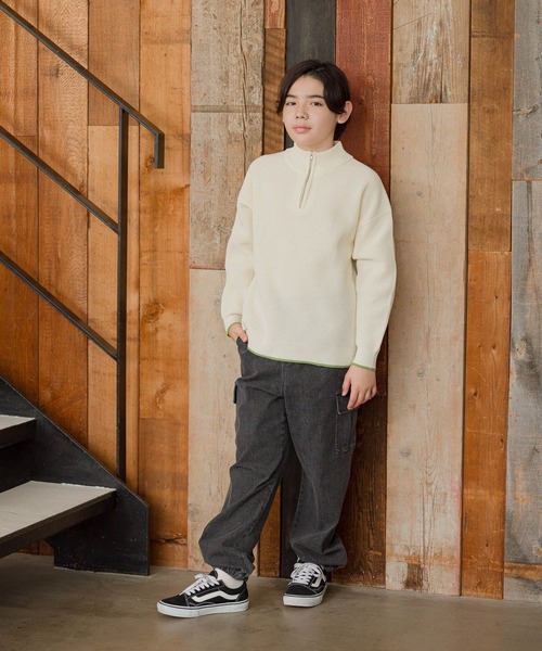 バーバリー ニット 2Y キッズ セーター GLOBAL WORK ニット セーター リッチライトハーフZIPニット