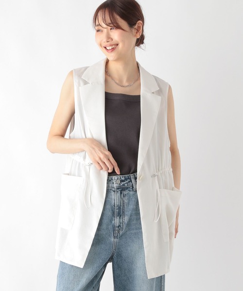 ベスト ジレ 「限定店舗展開/日本製/ワンマイルウエア」シルクネップベスト レディース シルク 天竺 モックネック ベスト セーター 袖なし トップス