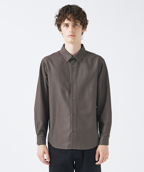 ABAHOUSE GRAY シャツ レギュラーカラーストライプ 長袖シャツ メンズ