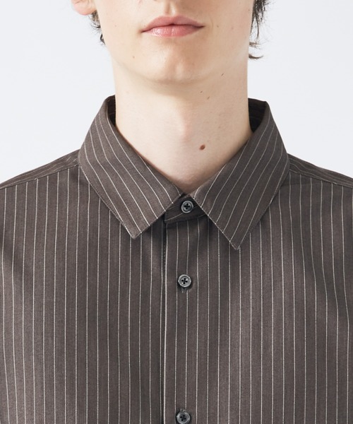 ABAHOUSE GRAY シャツ レギュラーカラーストライプ 長袖シャツ メンズ