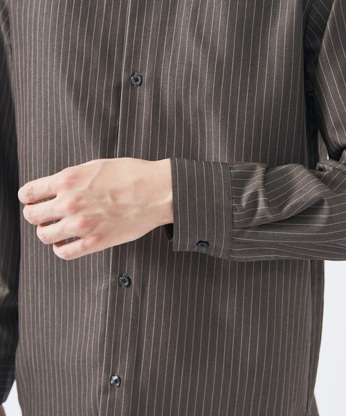 ABAHOUSE GRAY シャツ レギュラーカラーストライプ 長袖シャツ