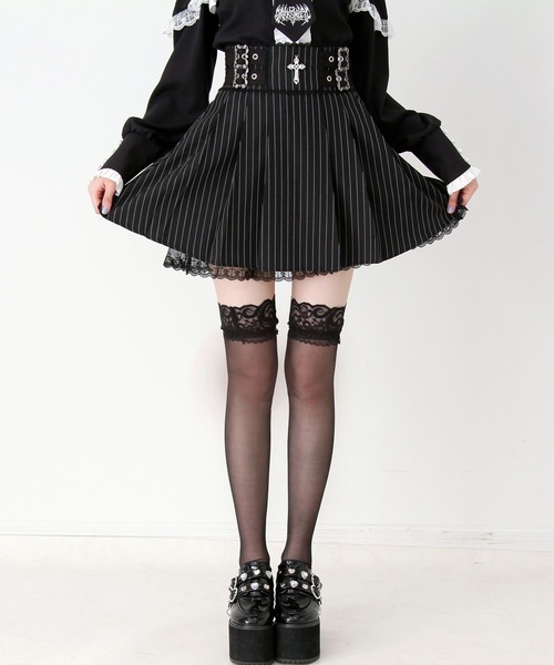 DearMyLove スカート 十字架チャームレースフリルプリーツスカート