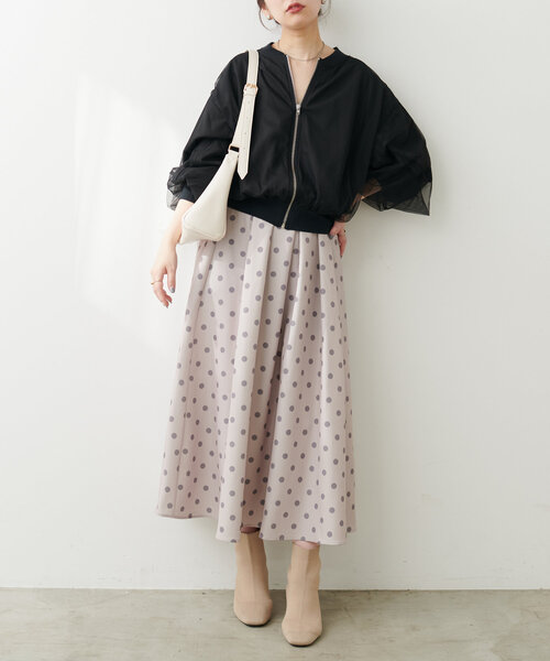 チュールレイヤードブルゾン natural couture ジャケット ブルゾン チュールレイヤード