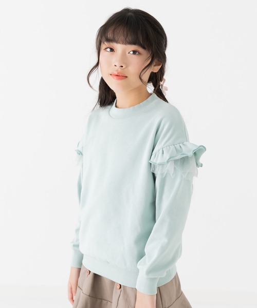 chil2 トレーナー 肩チュールフリル 裏毛トレーナー キッズ 子供