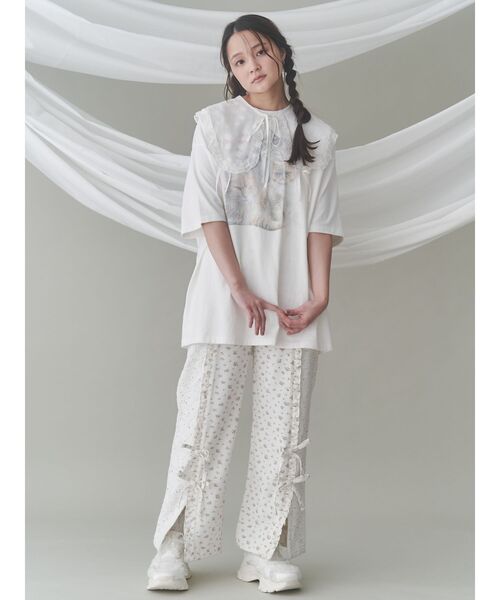 merry jenny デニムパンツ レース 花柄 merry jenny ジーンズ デニム デニムパンツ スリットレース