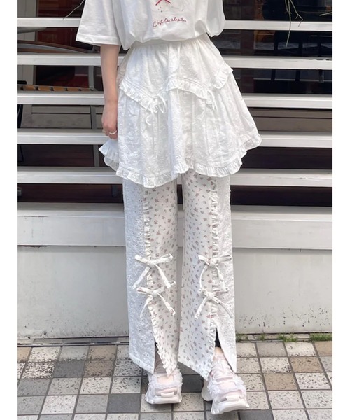 merry jenny スリットレースパンツ merry jenny ジーンズ デニム デニムパンツ スリットレース