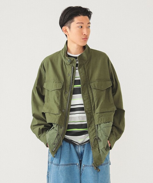 BEAMS ブルゾン アウター バックサテン レイヤード M-65 メンズ