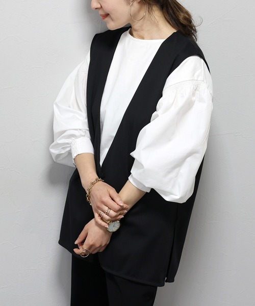 Aletta vita ベスト ジレ ポンチ後ろタック深Vベスト レディース