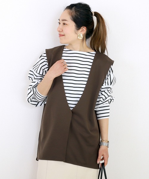Aletta vita ベスト ジレ ポンチ後ろタック深Vベスト レディース